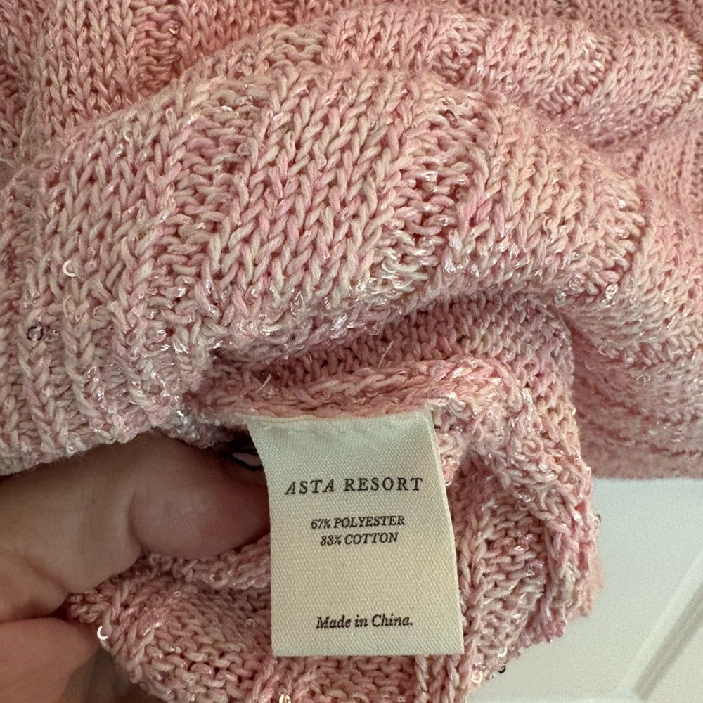 Asta Resort Size Medium Elegant Pink Ribbed Cardigan - Picture 7 of 10